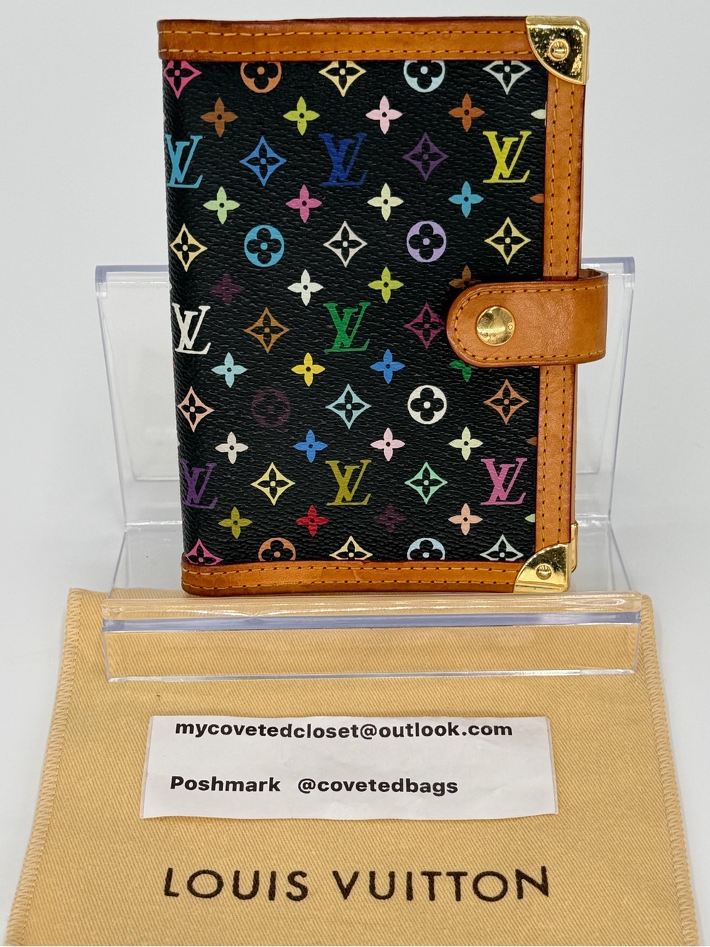 Louis Vuitton Black Murakami Monogram Agenda PM w/Dust Bag and Entrupy COA